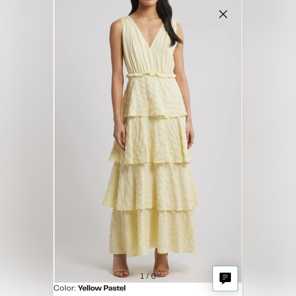Chelsea28 Light Yellow Textured Dress